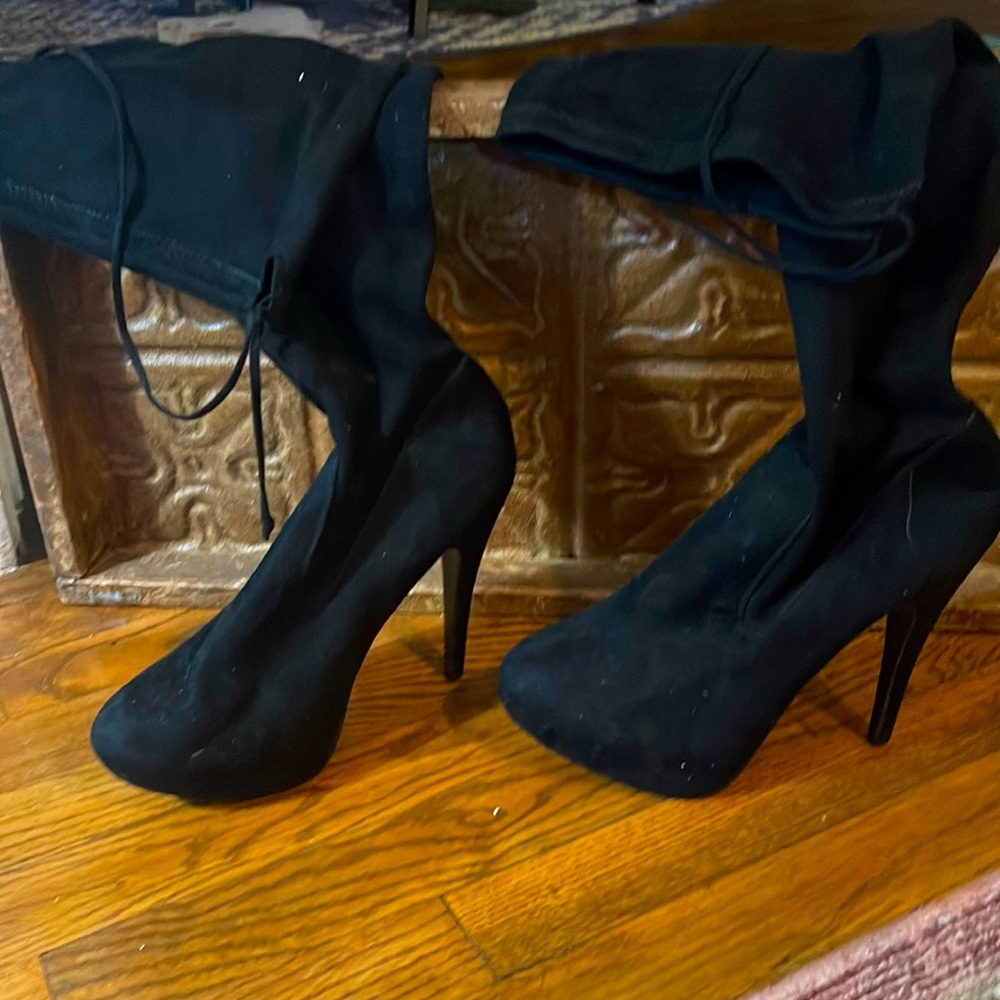 Thigh high stocking boots